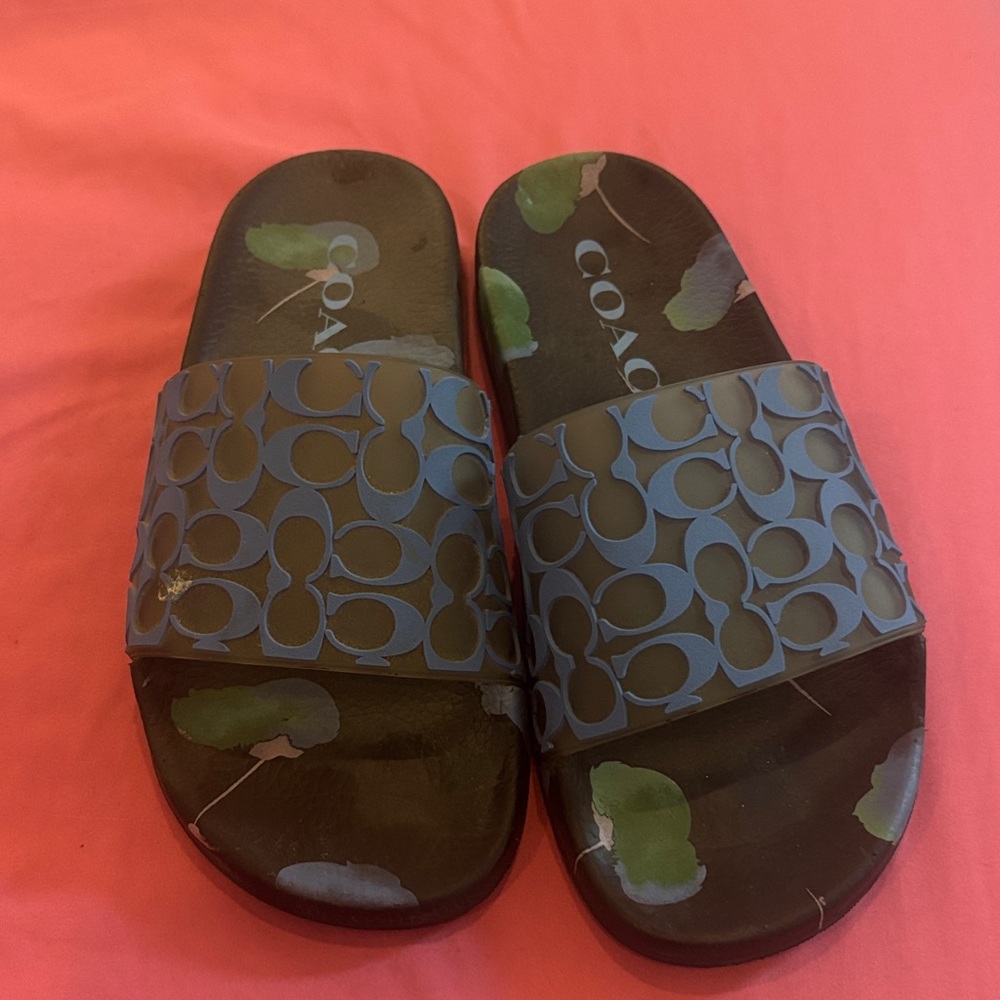 Coach Kids Slide Sandals - Blue and Black